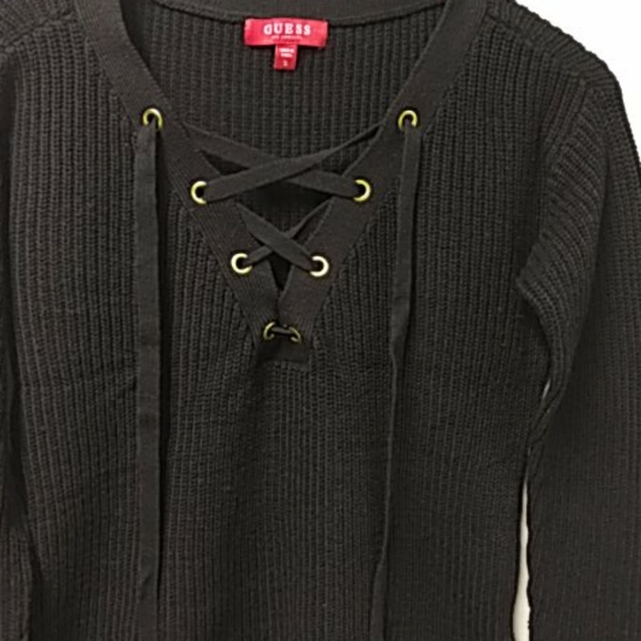 Guess black knit, lace-up sweater - Picture 2 of 4